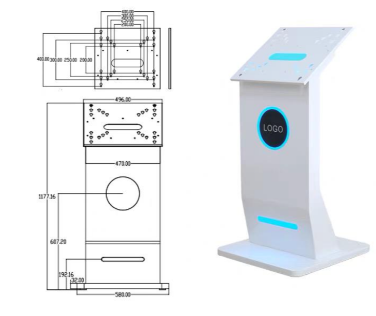 U-Shaped Ambient Light Floor Stand for 43–65 Inch Displays